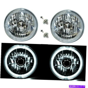 USwbhCg 7 "nQH4 12VwbhCgwbhvzCgLEDn[GWFACX[dyA 7" Halogen H4 12V Headlight Headlamp White LED Halo Angel Eyes Light Bulbs Pair