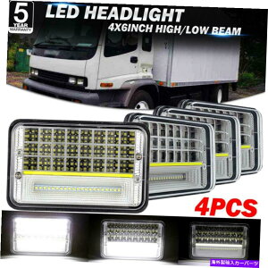 US�w�b�h���C�g GMC�̈�Ãx�[�X�g���b�N�̂��߂�4�s�[�X4×6 �C���`LED�̃w�b�h���C�g�����vHi-Lo DRL�r�[���h�b�g 4Pcs 4x6 inch LED Headlights Lamp Hi-Lo DRL Beam DOT for GMC Isuzu Base Truck�y���s�A���i�z