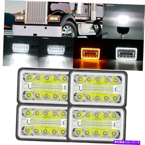USwbhCg Peterbil Kenworth FreightLiner̂߂4{LED 4 x 6vWFN^[LEDwbhCgHi-Lor[ 4x LED 4x6 Projector LED Headlight Hi-Lo Beam For Peterbil Kenworth Freightliner