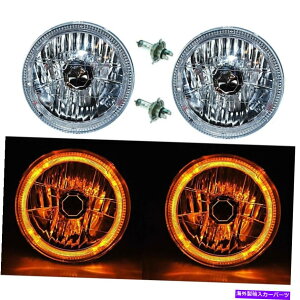 USwbhCg 7 "nQH4wbhCgwbhvߐFLEDn[GWFACXd12{g 7" Halogen H4 Headlight Headlamp Amber LED Halo Angel Eyes Light Bulbs 12 Volt