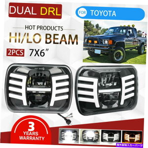 USwbhCg g^sbNAbvgbN̂߂4×7 "7×6C`̒`LEDN[[wbhCgAo[n[DRL 5X7" 7x6inch Rectangle LED Cree Headlight Amber Halo DRL for Toyota Pickup Truck