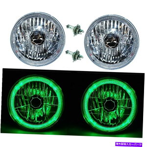 USwbhCg 7 "nQH4wbhCgwbhvO[LEDnGGWFACX[d12{g 7" Halogen H4 Headlight Headlamp Green LED Halo Angel Eyes Light Bulbs 12 Volt