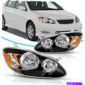 USwbhCg 2003N2008Ng^J[̌̃wbhCg̑胉vLH + RH For 2003-2008 Toyota Corolla Replacement Black Headlights Driving Lamps LH+RH