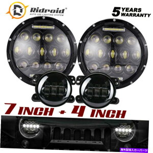 USwbhCg ubNnC[7 '' LEDwbhCg+ 4 "W[vO[JK JK JKU 2007-2018 Black Hi Lo 7'' LED Headlights + 4" Fog Lamp for Jeep Wrangler JK JKU 2007-2018