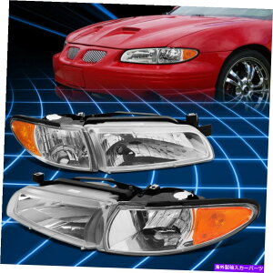 USwbhCg 97-03 Pontiac Grand Prix ChromeߐMwbhCgv̌ For 97-03 Pontiac Grand Prix Chrome Amber Signal Headlight Lamps Replacement