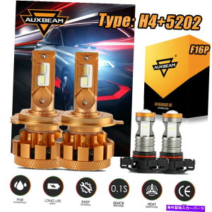 USwbhCg Auxbeam F16P H4 + 5202 LEDwbhCgdLbg6000KzCgHI LOr[tHOCg AUXBEAM F16P H4+5202 LED Headlight Bulbs Kit 6000K White Hi Lo Beam & Fog Lights