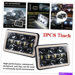 USwbhCg 2s[×7 "Ԃ̊OH`LEDwbhCg[NyVg̖w /J^] 2PC×7" Car Off-road Square LED Headlight Work Light Angel Eye w/Aperture Driving