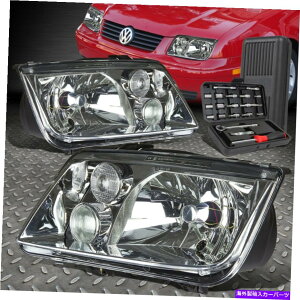 US�w�b�h���C�g 99-05�t�H���N�X���[�Q���W�F�b�g�N���[���n�E�W���O�N���A�R�����w�b�h���C�g�����v+�c�[���Z�b�g FOR 99-05 VOLKSWAGEN JETTA CHROME HOUSING CLEAR CONRER HEADLIGHT LAMPS+TOOL SET
