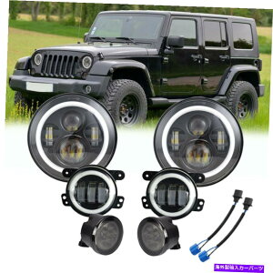 USヘッドライト ペアLEDヘッドライト+フォグランプ+ジープラングラーJK 2007-2018のためのターンシグナルランプ Pair LED Headlights+Fog Lights+Turn Signal Lamps For Jeep Wrangler JK 2007-2018