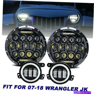 USwbhCg 7C`DRLvWFN^[LEDwbhCg+ 4C`tHOCg07-18W[vO[JK 7inch DRL Projector LED Headlight + 4inch Fog Light For 07-18 Jeep Wrangler JK