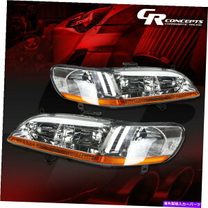 USwbhCg 1998-2002z_AR[hCĜ߂̃yAN[Ao[OEX^C̃wbhCgvLH + RH PAIR CHROME AMBER OE STYLE HEADLIGHT LAMP LH+RH FOR 1998-2002 HONDA ACCORD CG