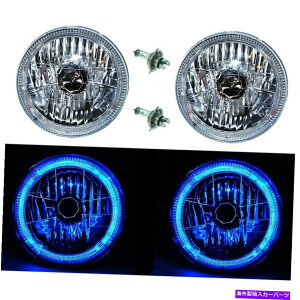 USwbhCg 7 "nQH4 12VwbhCgwbhvu[LEDnVg̖ړd̃yA 7" Halogen H4 12V Headlight Headlamp Blue LED Halo Angel Eyes Light Bulbs Pair