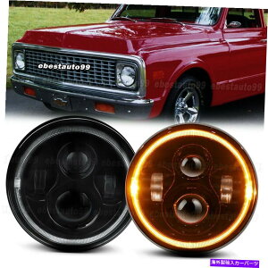 USwbhCg 7 "Projector Lound LEDwbhCgAo[n[^[VOî߂C20sbNAbv 7" Projector Round LED Headlight Amber Halo Turn Signal for Chevy C10 C20 Pickup