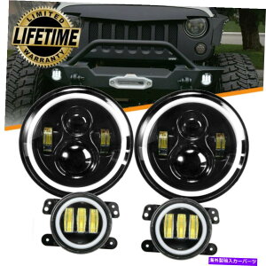 USwbhCg W[vO[JK 7 "LEDwbhCg+ LEDtHOvR{Lbĝ߂07-17 07-17 For Jeep Wrangler JK 7" LED Headlights + LED Fog Lights Combo Kit