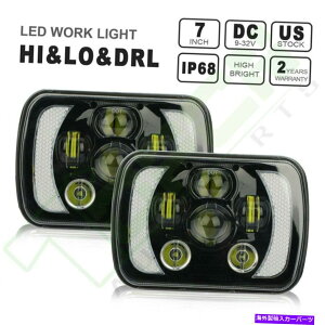 USwbhCg 2×5 "x7" 6 "x7" LEDɂ͒ႢfډF̃^[CgXNGAwbhCg 2x 5"x7" 6"x7" led Hi Low day light Demo Eyes Yellow turn light square headlight