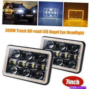 USwbhCg 7 "300WIt[hLEDXNGAwbhCg[NCgGWFACnC/ LO DRLhCuv 7"300W Off-road LED Square Headlight Work Light Angel Eye Hi/Lo DRL Driving Lamp