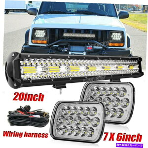 US�w�b�h���C�g 20 LED���C�g�o�[+�u���b�N7 x6 LED�w�b�h���C�g�̓W�[�v�`�F���L�[xj wrangler yj 20 LED Light Bar + Black 7X6 LED Headlights For Jeep Cherokee XJ Wrangler YJ�y���s�A���i�z