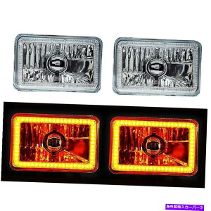 USwbhCg 4×6 "Ao[SMD LEDn[NX^KX/wbhCgdwbhvyA 4X6" Amber SMD LED Halo Crystal Glass/Metal Headlight Light Bulb Headlamp Pair