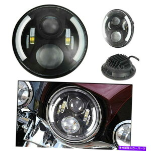 USwbhCg 7 "n[[Xg[gOCh\tgFLHX FLD̂߂LEDvWFN^[ubNn[wbhCg 7" LED Projector Black Halo Headlight For Harley Street Glide Softail FLHX FLD