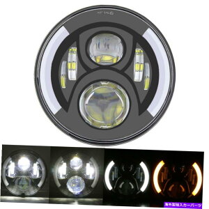 USwbhCg 7 "n[[_rbh\z_؃}nCfBAJtF̂߂̃I[goCLEDwbhCg 7" Motorcycle LED Headlight For Harley Davidson Honda Suzuki Yamaha Indian Cafe