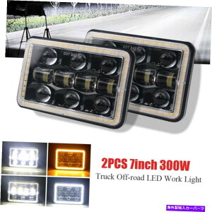 USwbhCg yA7 "300W 6000It[hLEDXNGAwbhCg[NCgtbhhCuv Pair 7" 300W 6000K Off-road LED Square Headlight Work Light Flood Driving Lamp