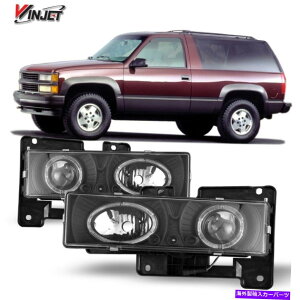 USwbhCg 1988N1998ÑV{[C / KubNvWFN^[LED HalowbhCgNAYyA For 1988-1998 Chevrolet C/K Black Projector LED Halo Headlight Clear Lens Pair