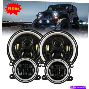 USwbhCg 7 "LEDubNwbhCg+ 4"tHOCgR{|bhLbgW[vO[JK JKU 7" LED BLACK Headlights + 4" Fog Light Combo Pods KIT for Jeep Wrangler JK JKU