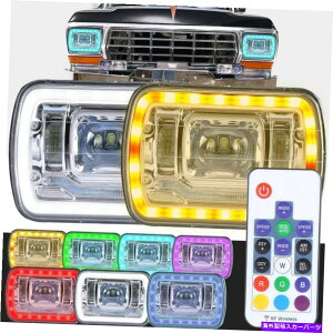 USwbhCg 7x6 RGB}`J[LED SMDn[wbhCgH6014 / H6052 / H6054Zbg[nCr[ݒ 7X6 RGB MULTI COLOR LED SMD Halo Headlights H6014/H6052/H6054 SET LOW HIGH Beam