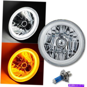 US�w�b�h���C�g 7 �X�C�b�`�o�b�N�z���C�gLED DRL /�A���o�[�^�[���V�O�i���G���W�F���A�C��Halo H4 60W�w�b�h���C�g 7 Switchback White LED DRL / Amber Turn Signal Angel Eye Halo H4 60w Headlight�y���s�A���i�z