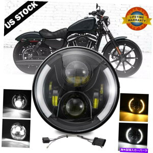 USwbhCg 7 "C`LEDwbhCgDRL^[MHalo Angel Eyes Harley Davidson Yamaha 7" inch LED Headlight DRL Turn Signal Halo Angel Eyes For Harley Davidson Yamaha
