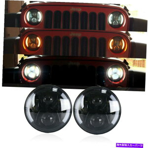 USwbhCg 7 "C`Halo DRL LEDwbhCgVg̖ڂ̃^[VOiW[vO[JK LJ TJ 7" Inch Halo DRL Led Headlight Angel Eyes Turn Signal For Jeep Wrangler JK LJ TJ