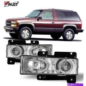 USwbhCg 1988-1998̃V{[C / KN[vWFN^[LED HalowbhCgNAYyA For 1988-1998 Chevrolet C/K Chrome Projector LED Halo Headlight Clear Lens Pair