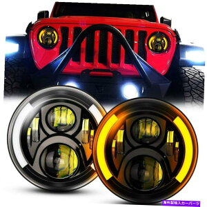 USwbhCg 7 "W[vO[JK TJ LĴ߂DRLHI / LOr[ - 2PCS 7" LED Black Headlights Hi/Lo Beam With DRL For Jeep Wrangler JK TJ LJ - 2Pcs