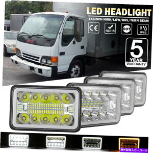 US�w�b�h���C�g GMC�����U�g���b�N�o���̂��߂�4�s�[�X4x6 �C���`200W�N����LED�w�b�h���C�gDRL�V�g�̖� 4Pcs 4x6 inch 200W Chrome LED Headlights DRL Angel Eyes for GMC Isuzu Truck Van�y���s�A���i�z