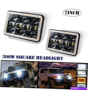 USwbhCg 2s[X7 "300WIt[hLED[NCgJ[GWFACW /J^^]v 2PCS 7" 300W Off-road LED Work Light Car Angel Eye W/Aperture Flood Driving Lamp