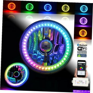 USwbhCg 1x 5-3 / 4 RGB SMD LEDJ[`FCXǐՃn[VtgGWFAC[tH4wbhCg 1x 5-3/4 RGB SMD LED Color Chase Chasing Halo Shift Angel Eye Morph H4 Headlight