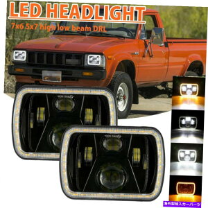 USwbhCg 2s[X5×7 "7×6C`̒`LEDwbhCg̓Vg̖ڂ̓g^sbNAbvgbN 2PCS 5X7" 7x6 inch Rectangle LED Headlights Angel Eye for Toyota Pickup Truck