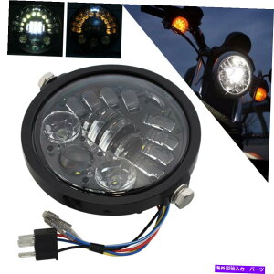 USwbhCg 7 "LEDEhwbhCgvWFN^[DRL HI / LOV[r[W /^[M+}EgO 7" LED Round Headlight Projector DRL Hi/Lo Sealed Beam w/Turn Signal+Mount Ring
