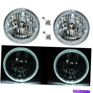 USwbhCg 7 "nQH4wbhCgwbhvzCgLEDn[GWFACX[dyAIW 7" Halogen H4 Headlight Headlamp White LED Halo Angel Eyes Light Bulbs Pair Iw