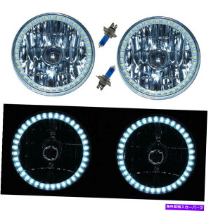 USwbhCg 5-3 / 4NAzCgSMD LEDnnQdwbhCgVg̖ڂ̃yA 5-3/4 Clear White SMD LED Halo Halogen Light Bulb Metal Headlight Angel Eye Pair
