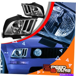 USwbhCg 05-09}X^OD2CN[/NAZt@Ng[X^CwbhCgvyA FOR 05-09 MUSTANG D2C CHROME/CLEAR HOUSING FACTORY STYLE HEADLIGHT LAMPS PAIR