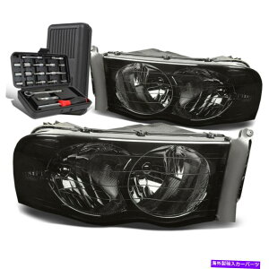 US�w�b�h���C�g 2002-2005 Dodge Ram�s�b�N�A�b�v�y�A�̋i��/�N���A�M���w�b�h���C�g�����v+�c�[���{�b�N�X For 2002-2005 Dodge Ram Pickup Pair Smoked/Clear Signal Headlight Lamps+Tool Box�y���s�A���i�z