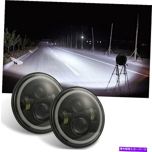 USwbhCg W[vO[JK TJ LJ CĴ߂1yA7 '' LEDԂ̃wbhCgn[AOACv 1 Pair 7'' LED Car Headlight Halo Angle Eye Lamp for Jeep Wrangler JK TJ LJ CJ