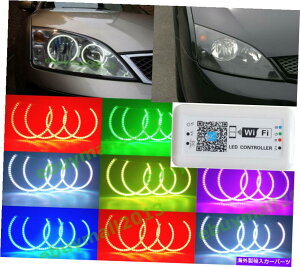 US�w�b�h���C�g �t�H�[�hMondeo MK3 01-07 WiFi���o�C���A�v��DRL DIY�̂��߂̃N���ARGB�n���[�����O�G���W�F���A�C clear RGB Halo Ring Angel Eye For Ford Mondeo MK3 01-07 WiFi Mobile APP DRL DIY�y���s�A���i�z
