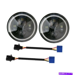 USwbhCg 2{7 "LEDn[AOACEhwbhCgtBbgW[vO[JK TJ LJ 2x 7" LED Halo Angle Eyes Round Headlight Fit for Jeep Wrangler JK TJ CJ LJ