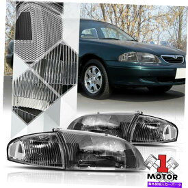 USヘッドライト ブラックハウジングヘッドライトランプ98-99マツダ626用のクリアターンシグナルリフレクタ Black Housing Headlight Lamp Clear Turn Signal Reflector for 98-99 Mazda 626