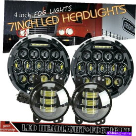 USヘッドライト フィット貨物ライナーセンチュリークラス7インチLEDヘッドライトこんにちは/ LOプロジェクト＆4 ''フォグライト Fit Freightliner Century Class 7inch LED Headlight Hi/Lo Project & 4'' Fog Light