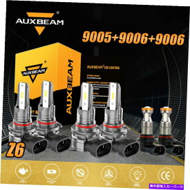 USヘッドライト Auxbeam 9005 + 9006 + 9006ファンレスLEDヘッドライト電球キット6500KこんにちはLO Beam＆Fog Lamp AUXBEAM 9005+9006+9006 Fanless LED Headlight Bulbs Kit 6500K Hi Lo Beam&Fog Lamp