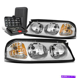 USヘッドライト 2000-2005のシボレーインパラペアCHROME /琥珀側ターン信号ヘッドライト+ツールボックス For 2000-2005 Chevy Impala Pair Chrome/Amber Side Turn Signal Headlight+Tool Box