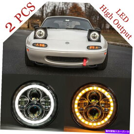 USヘッドライト Na Miata Headlights（ペア）マツダMX-5 MX5 LED 7「プラグN」PLAY Chrome Halo New NA MIATA Headlights (Pair) Mazda MX-5 MX5 LED 7" Plug N' Play CHROME Halo NEW